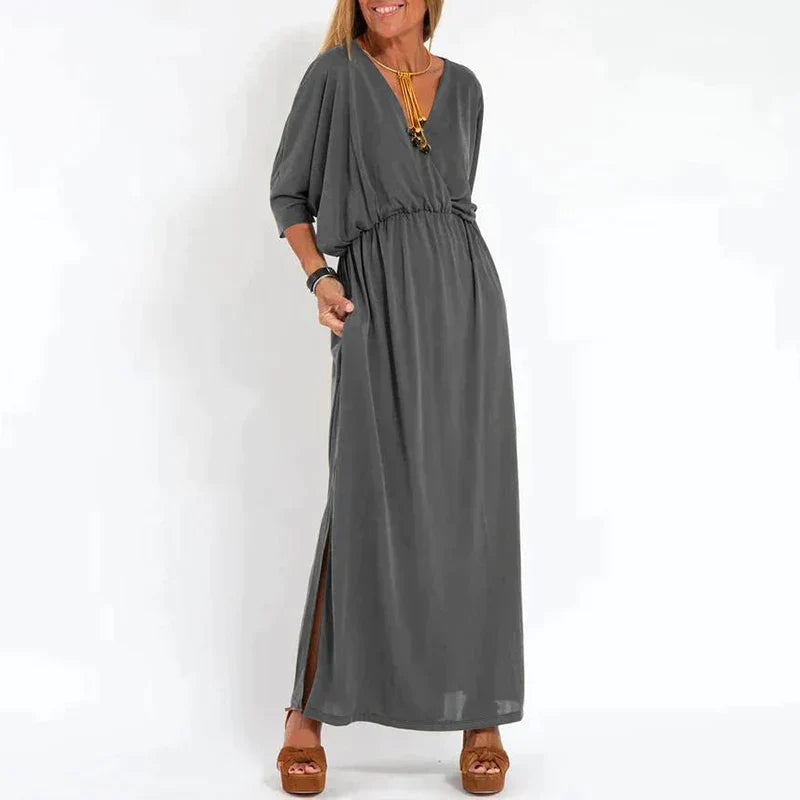 Dam Maxiklänning Boho Stil med Midjeband i Mjuk Bomull-2