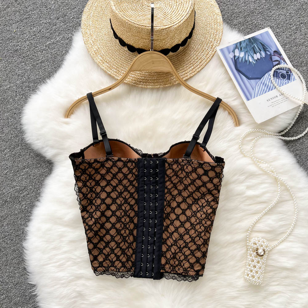 Dam Crop Top Lapptäcktsdesign Bomull Polyester Akryl-5