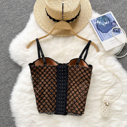 Dam Crop Top Lapptäcktsdesign Bomull Polyester Akryl-5