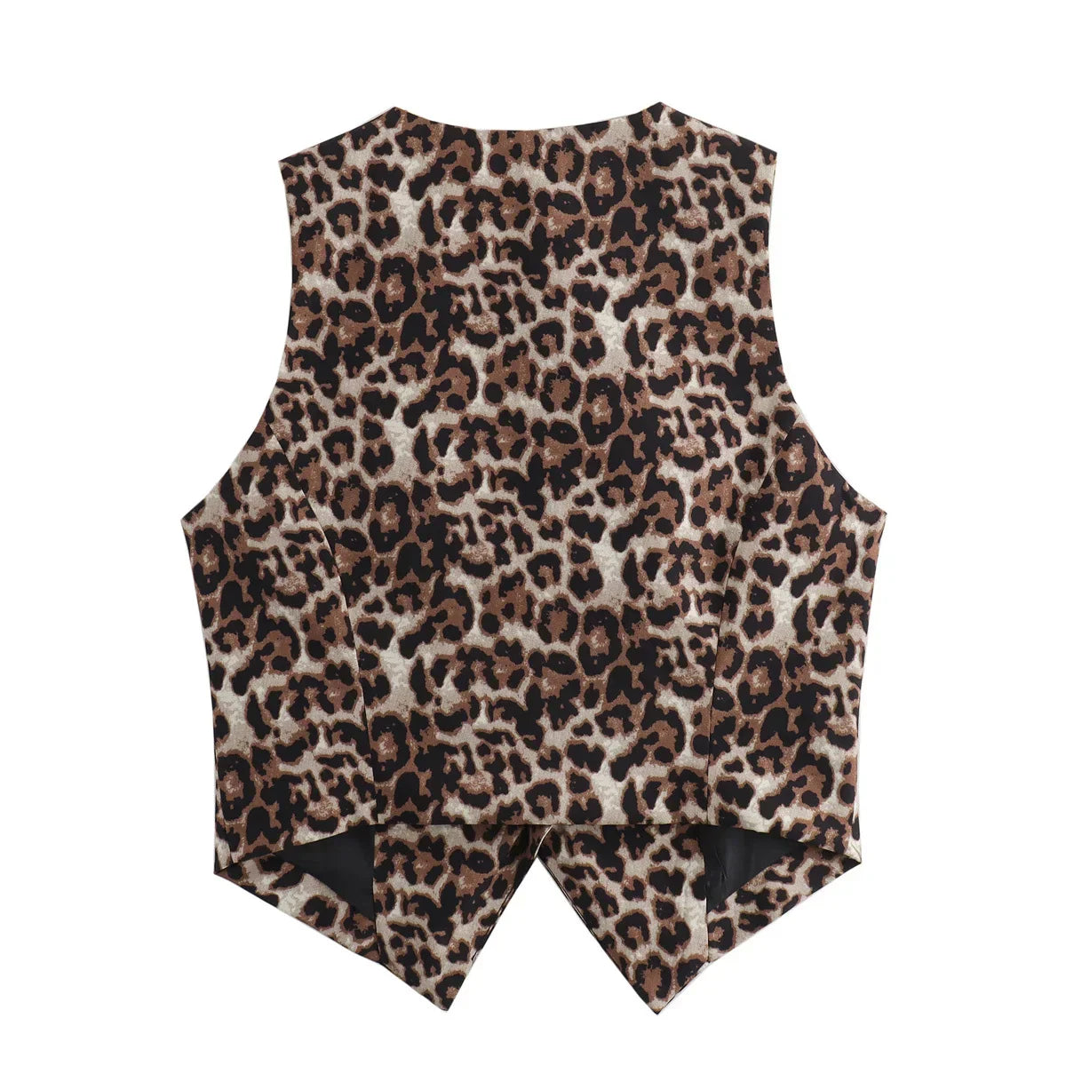 Damkort Väst Leopardmönster Polyester V-Hals-2
