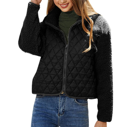 Damjacka Crop Teddy Bomberjacka Modern Design Mjuk Material 4