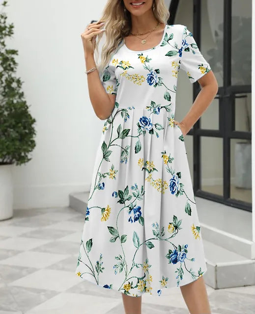 Dam Klänning Lätt Bomull Luftig Elegant-6