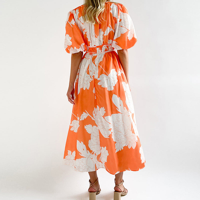 Dam Midi Klänning Luftig Design 100% Bomull Elegant Sommarmode 4