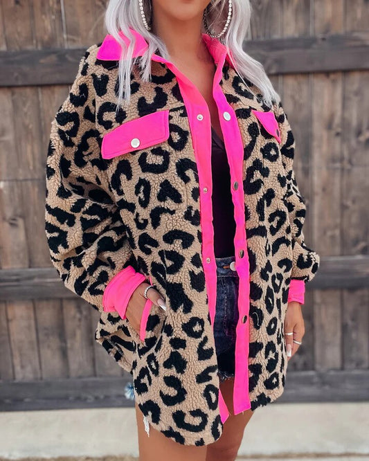 Damjacka Leopardmönstrad Vattentålig Elegant Jacka för Dam-1