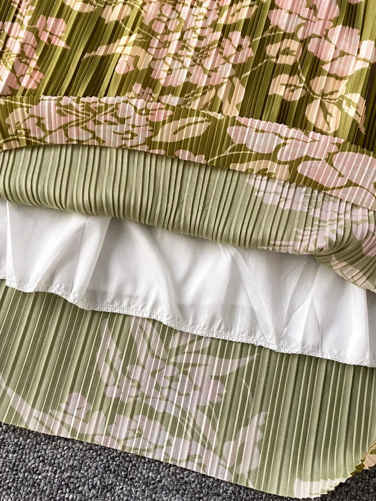 Damklänning Midi Plisserad Polyester O-halsringning-5