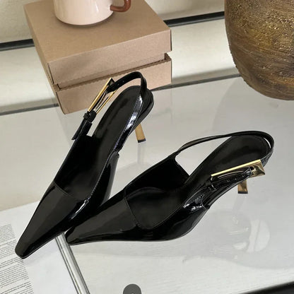 Variant image for Dam Slingbacks Avsmalnande Tå Färgläder Plattformshöjd 0-3 cm-15