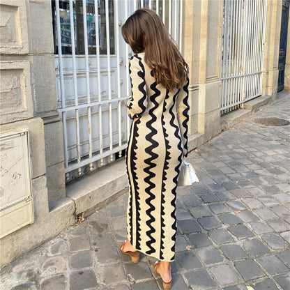 Kvinna Stickklänning Bekväm Design Mjukt Andningsbart Material-2