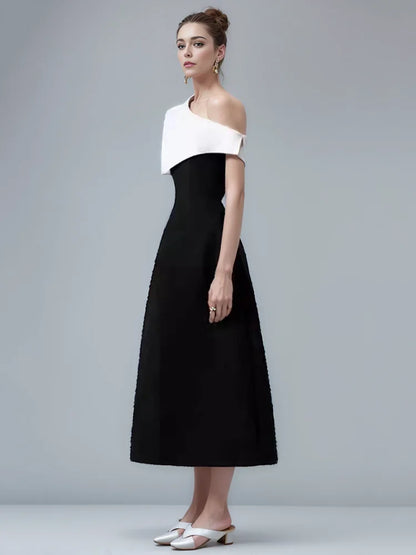 Kvinnors Midi Klänning A-linje Bomullsblandning-2