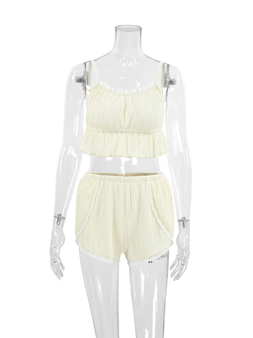 Dam Pyjamas Set Spaghetti Band Polyester Spandex Rayon-6