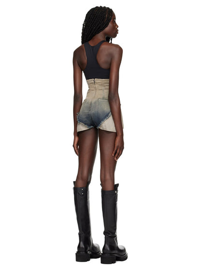 Damshorts Hög Midja Denim Bomull-3