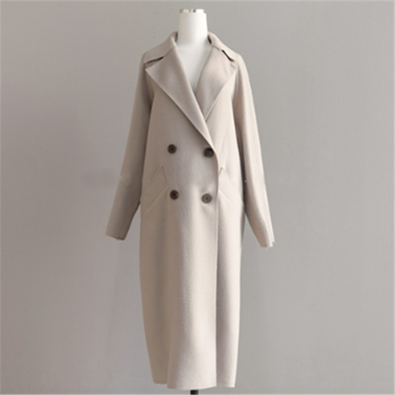 Kvinnors Kappa Trenchcoat i Ull med Traditionell Krage-2