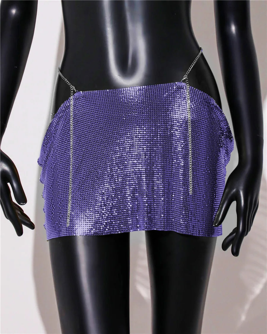 Variant image for Dam Minirock Avslappnad Stil Paljetter Polyester Elastan-9