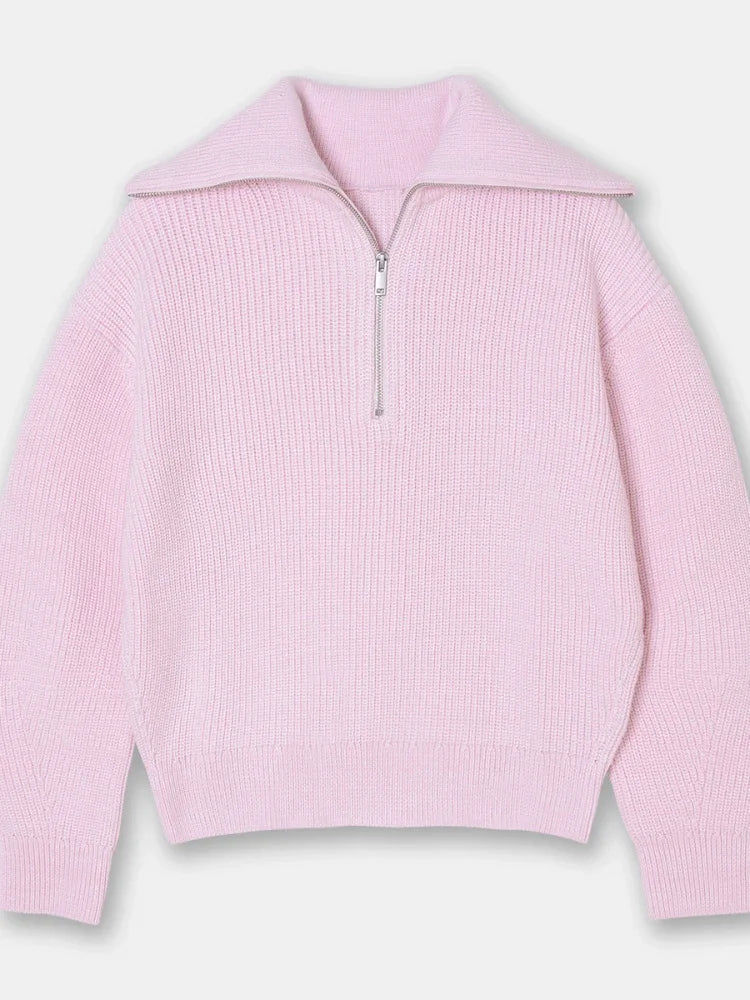 Dam Turtleneck Tröja Randiga Laplar Mjuk Ull-Bomullsblandning-5