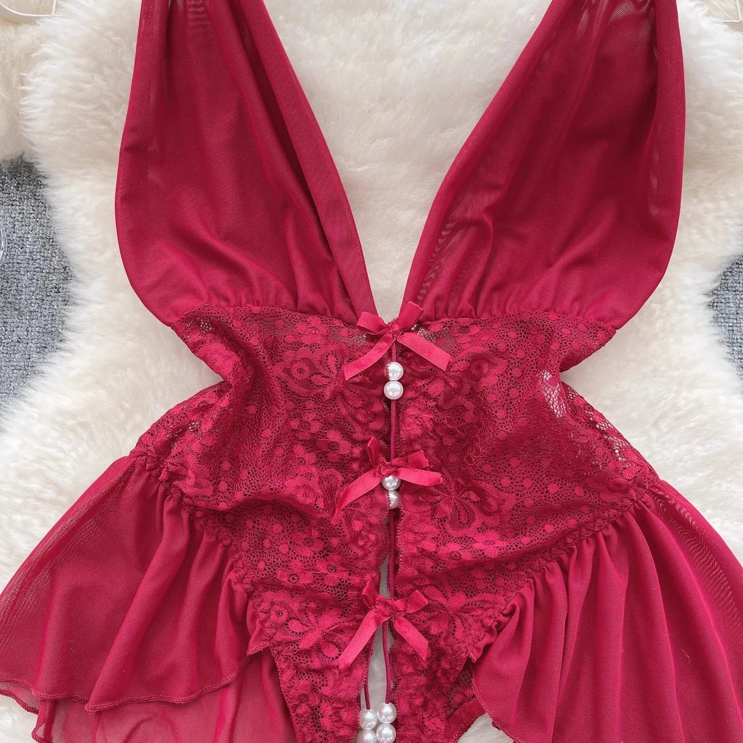 Dam Teddie Blommönster Pärlbroderi Polyester Spandex-3