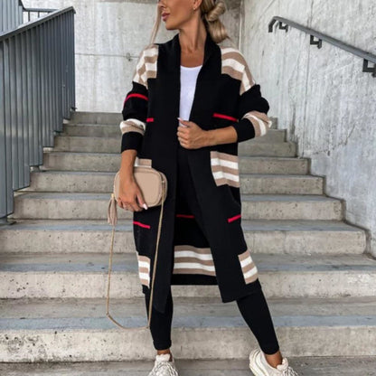 Lång Kofta Dam Mjuk Polyester Elegant Design Extra Lång Längd-1