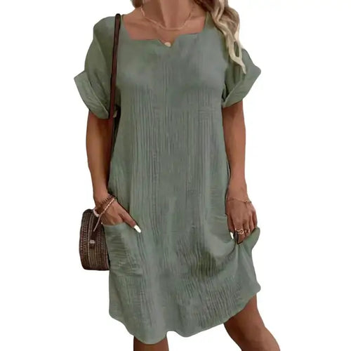 Kvinnors Klänning Andningsbar Elegant 100% Bomull-1