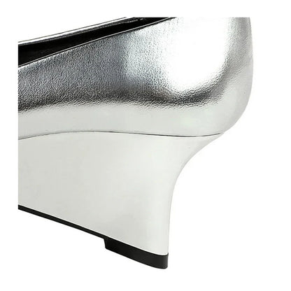 Kvinnors Kilskor Kilklack Glänsande Läder Spetsig Tå-6