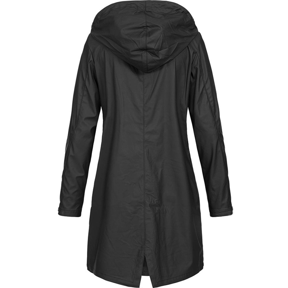 Dam Regnjacka Vattentät Sportig Design Polyester med Huva-2