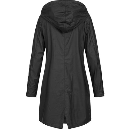 Dam Regnjacka Vattentät Sportig Design Polyester med Huva-2