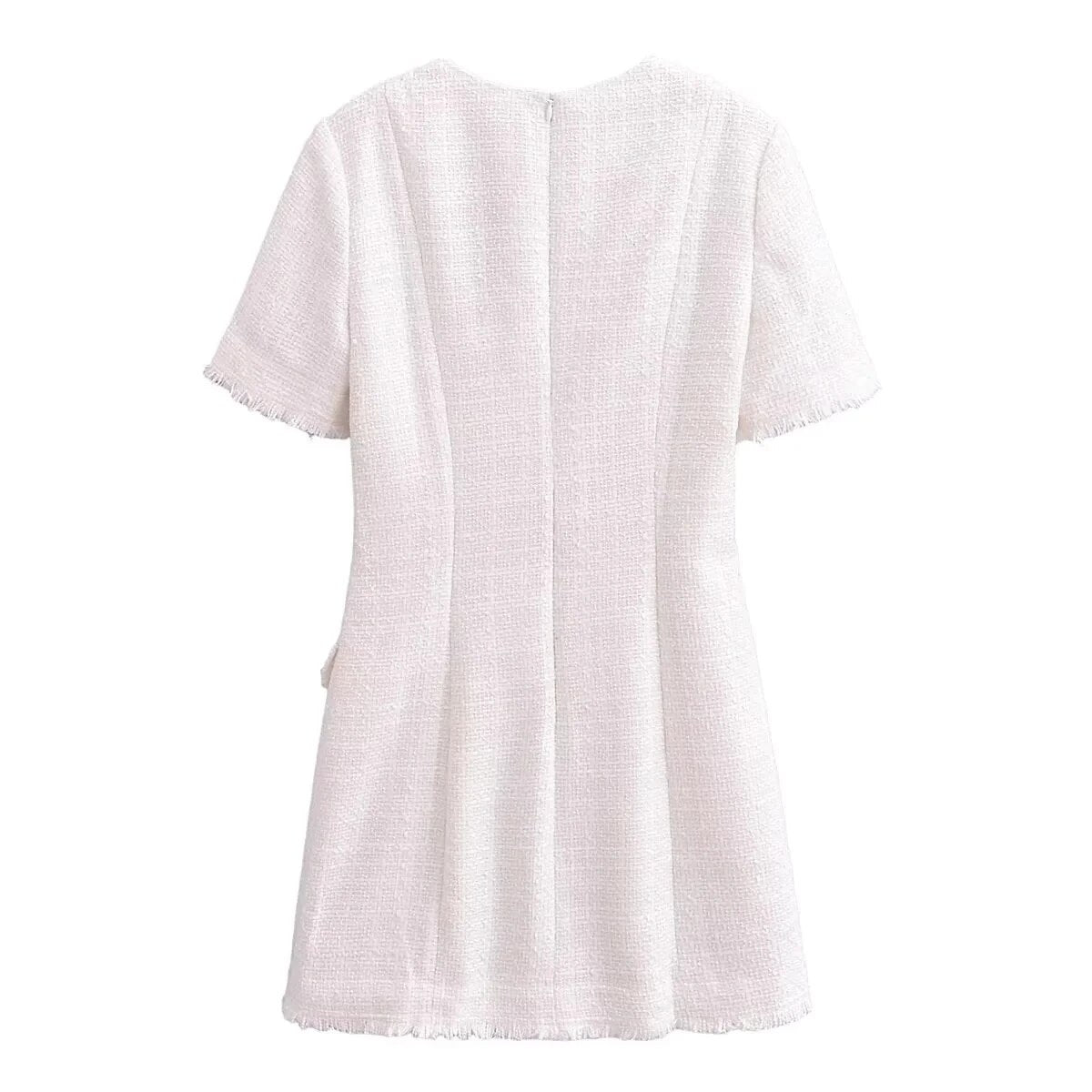 Dam Etuiklänning med Korta Ärmar och Fickor i Polyester-5