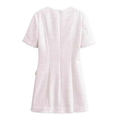 Dam Etuiklänning med Korta Ärmar och Fickor i Polyester-5