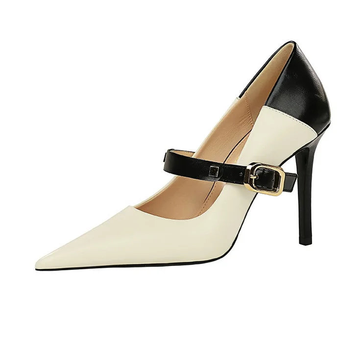 Dam Stiletto Klackar med Hög Klack – PU och Gummi, Elegant Design för Fest och Vardag, Klackhöjd 10 cm, Flera Färger, Storlek 36-41 4