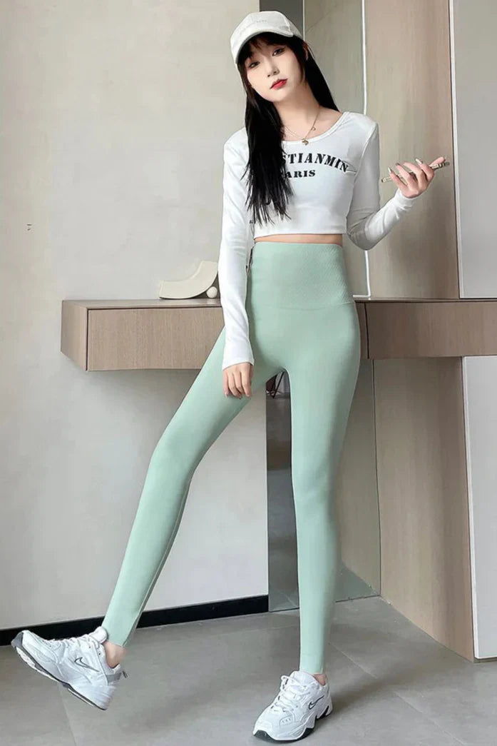 Damleggings Hög Midja Sömlös Spandex Nylon-5