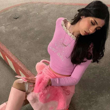 Dam Crop Top Långa Ärmar Glittrande Polyester Spandex-5