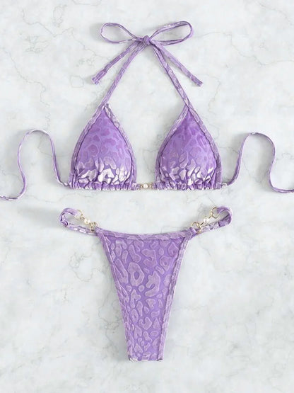 Variant image for Tvådelat Set Dam Leopardtryck Polyester Spandex-13