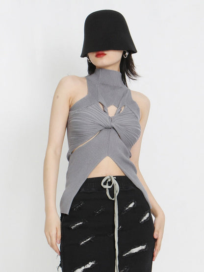 Topp för Dam i Bomull och Polyester med Klippta Detaljer – Trendig Tank Top för Träning och Avslappning 6