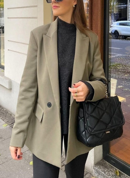 Kvinnor Blazer Figursydd Första Klassmaterial-2