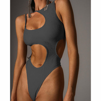 Dam Monokini Ärmlös Polyester Med Kreativt Snitt-4