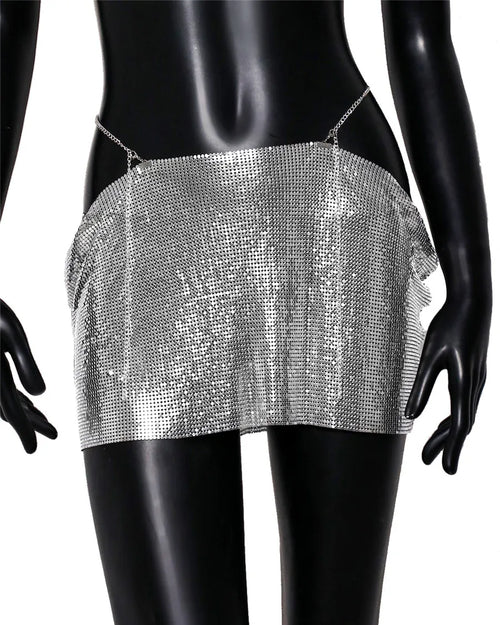Dam Minirock Avslappnad Stil Paljetter Polyester Elastan-1