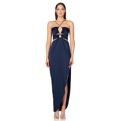 Variant image for Maxiklänning Dam Crisscross-halsringning Satin med Hög Slits-16