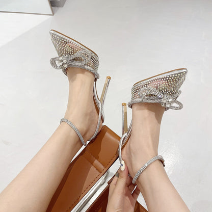 Kvinnors Slingback Pumpsandaler Hög Klack PVC med Glittrande Detaljer-5