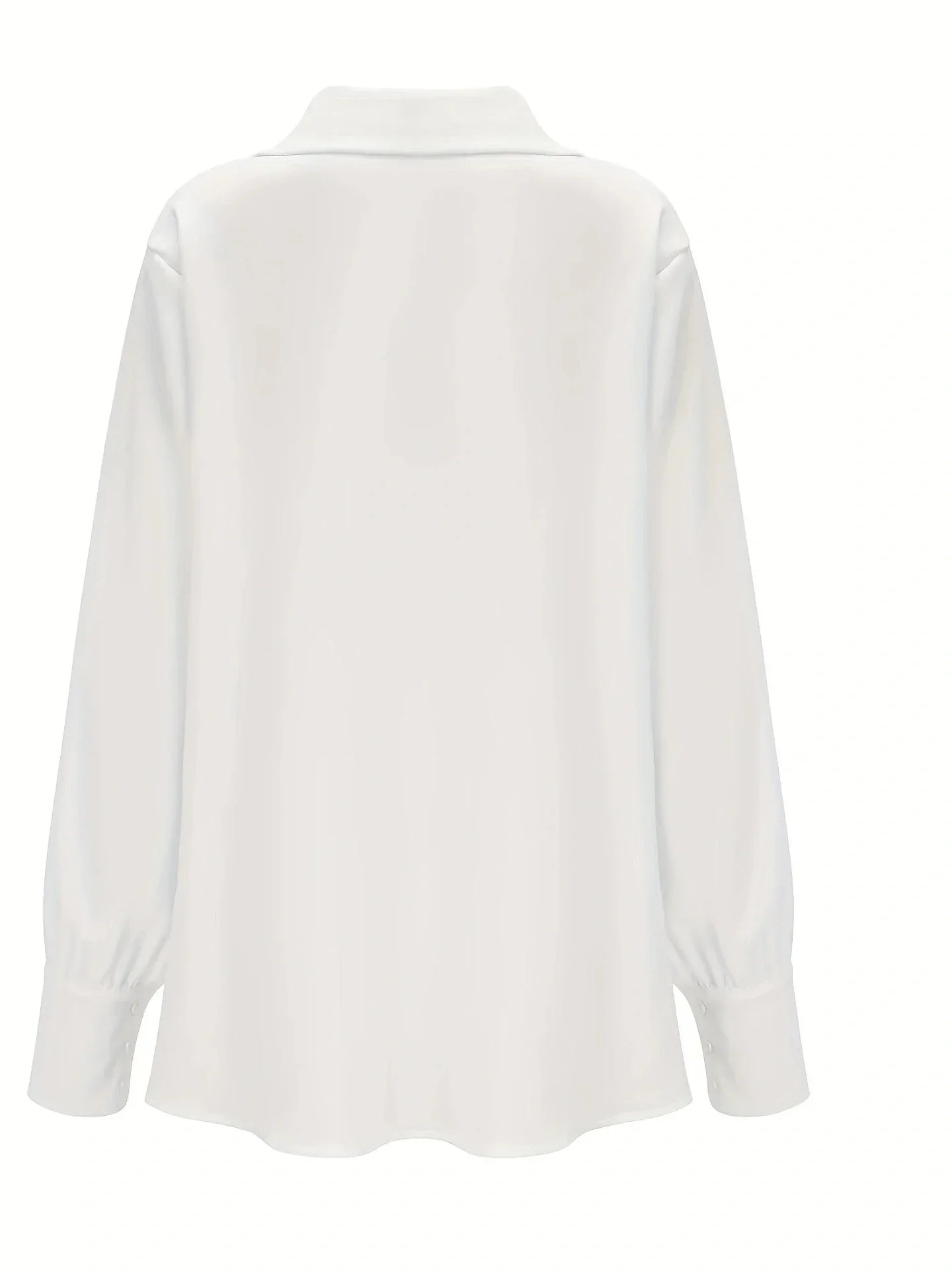 Vit Dam Blus Vattenfallskrage Polyester Elegant-2