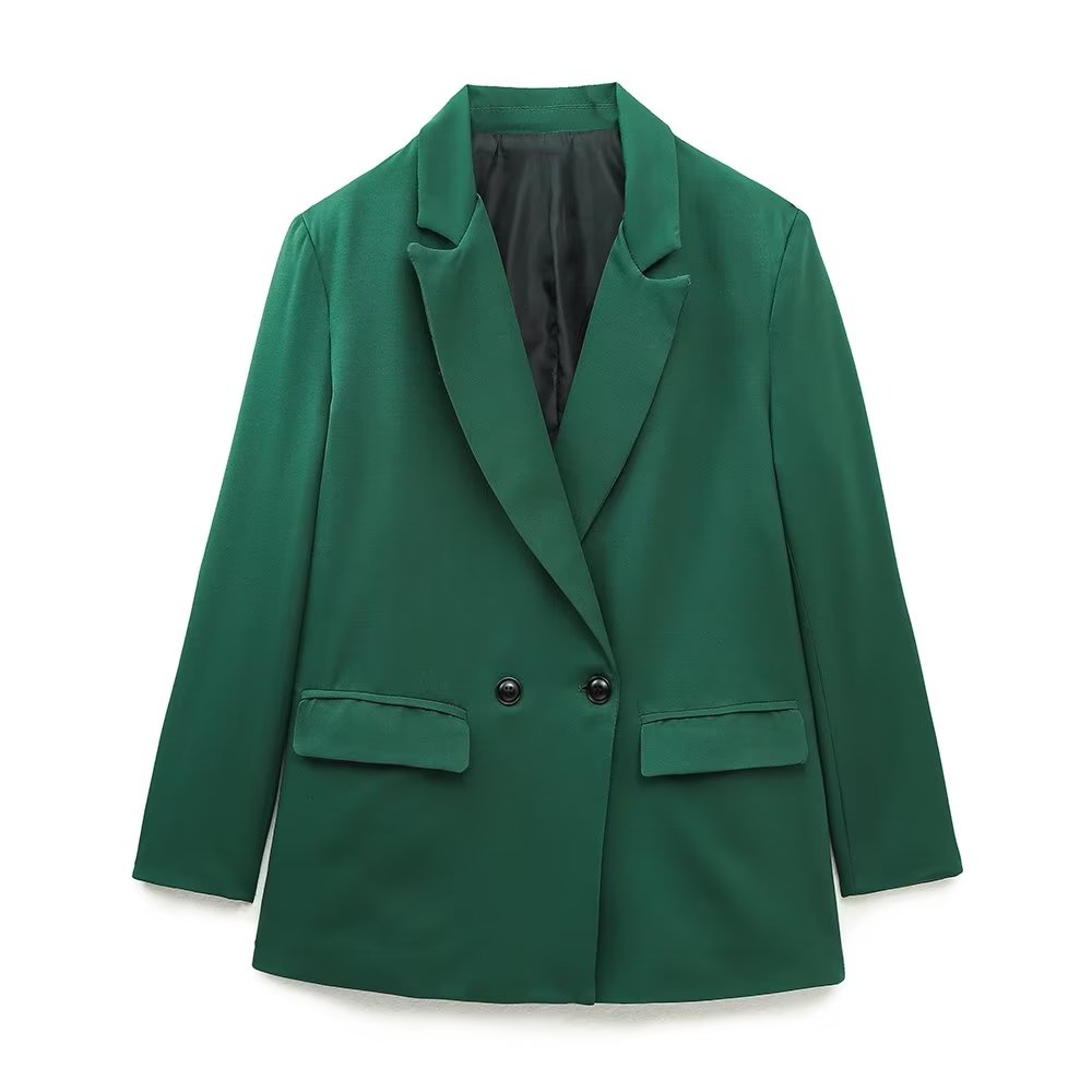 Dam Blazer Dubbla Lager Klassisk Krage Högkvalitativ Polyester-2