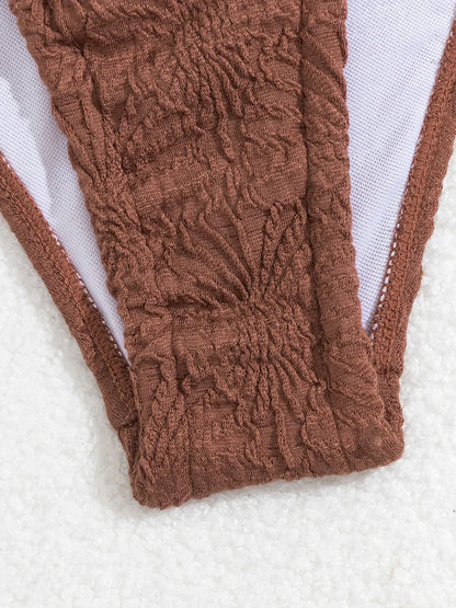 Baddräkt Dam Tvådelad Enkel Design Polyester Spandex-5