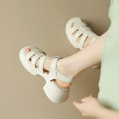 Dam Sandaler Gladiatorer med Spänne i Ädla Material-3