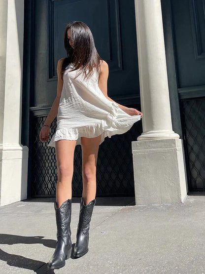 Dam Cowboystövlar Metallic Stil Läder Syntetiska Detaljer-2