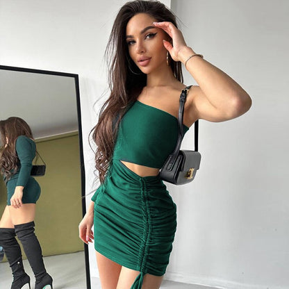 Dam Glittrig Miniklänning Trendigt Snitt Polyester Spandex-5