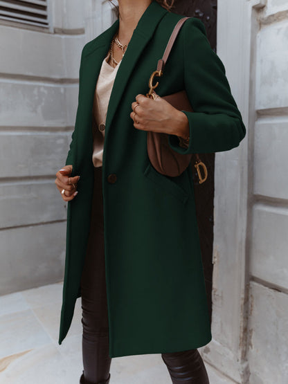 Dam Kappa Lång med Lapel Knapp Polyester-6