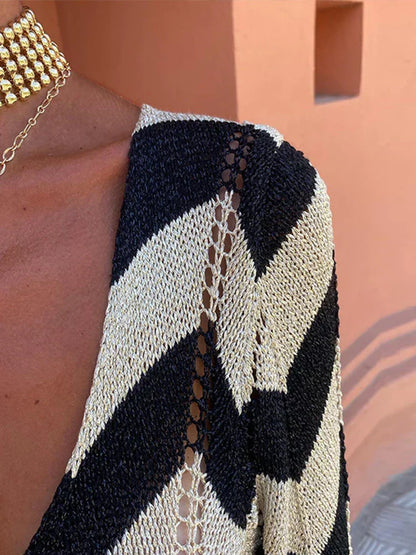 Kvinnors Maxiklänning Elegant Ull Flödande Design-4