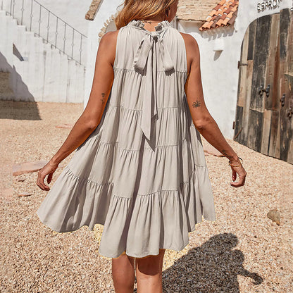 Kvinnors Sommarklänning Ärmlös Lätt Andningsbart Tyg-2