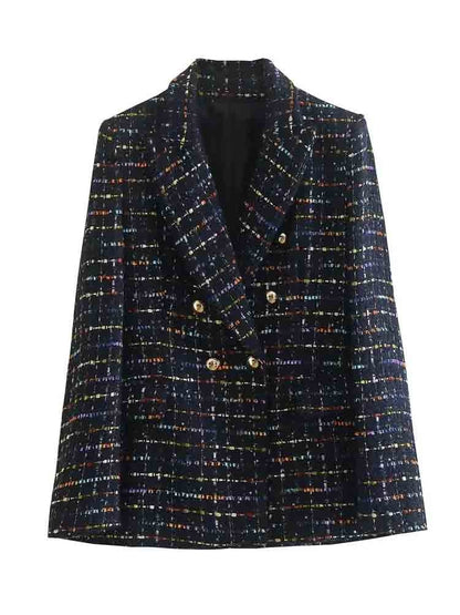 Kvinnor Blazer Set Ull med Byxor Snygg Passform-3