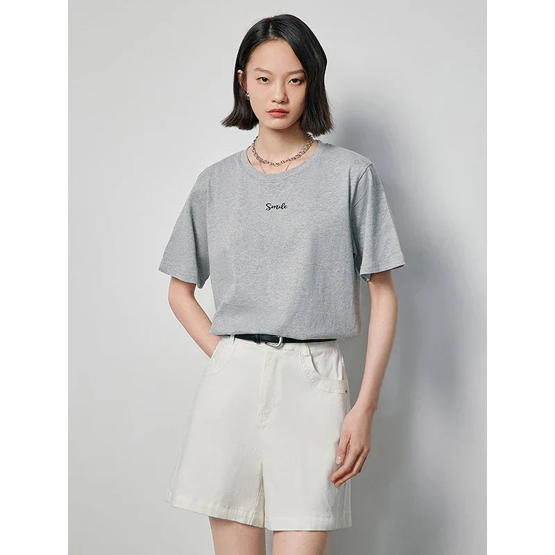 Dam T-shirt Överdimensionerad Mjuk Bomull-3