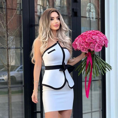 Festtoppar Dam Monokrom Kort Topp Polyester Spandex 2