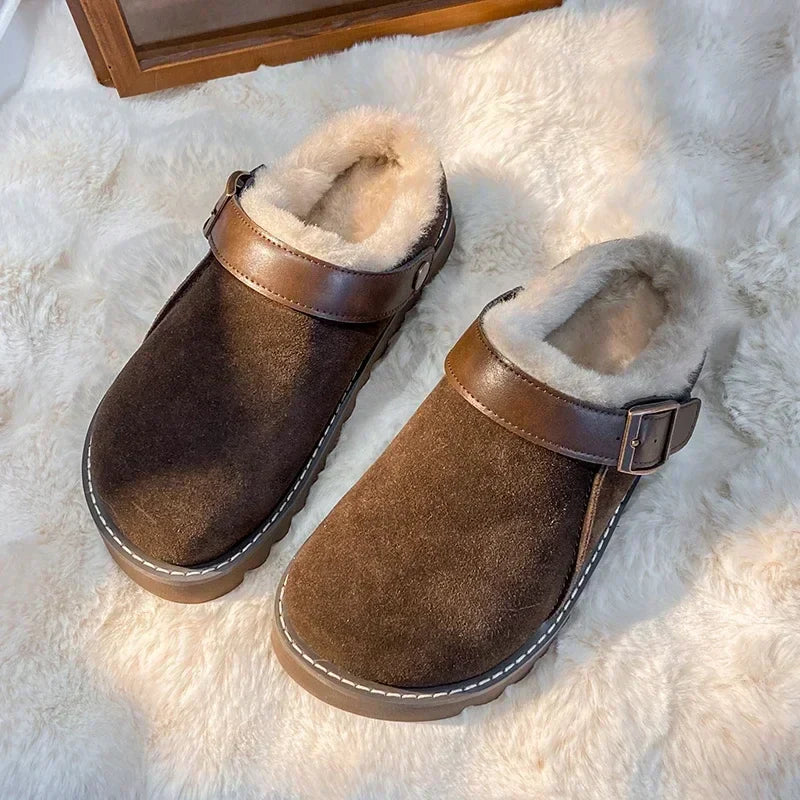 Dam Tofflor Fodrade Mocka Elegant Slip-On Med Pälsfoder-2