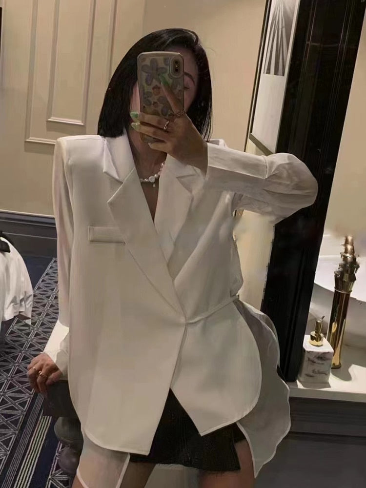 Dam Blazer Lång Ärmar Tidlös Bomull-6