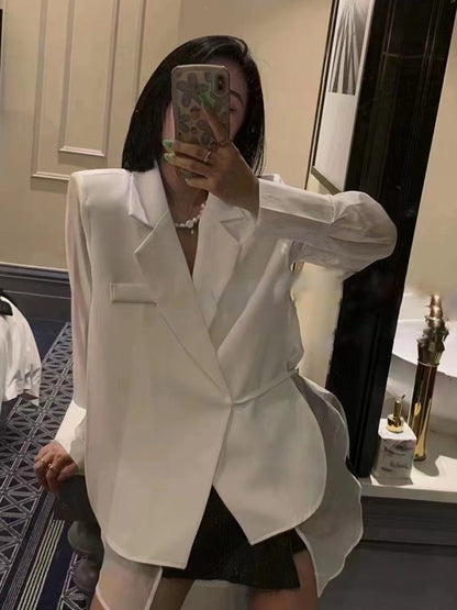 Dam Blazer Lång Ärmar Tidlös Bomull-6